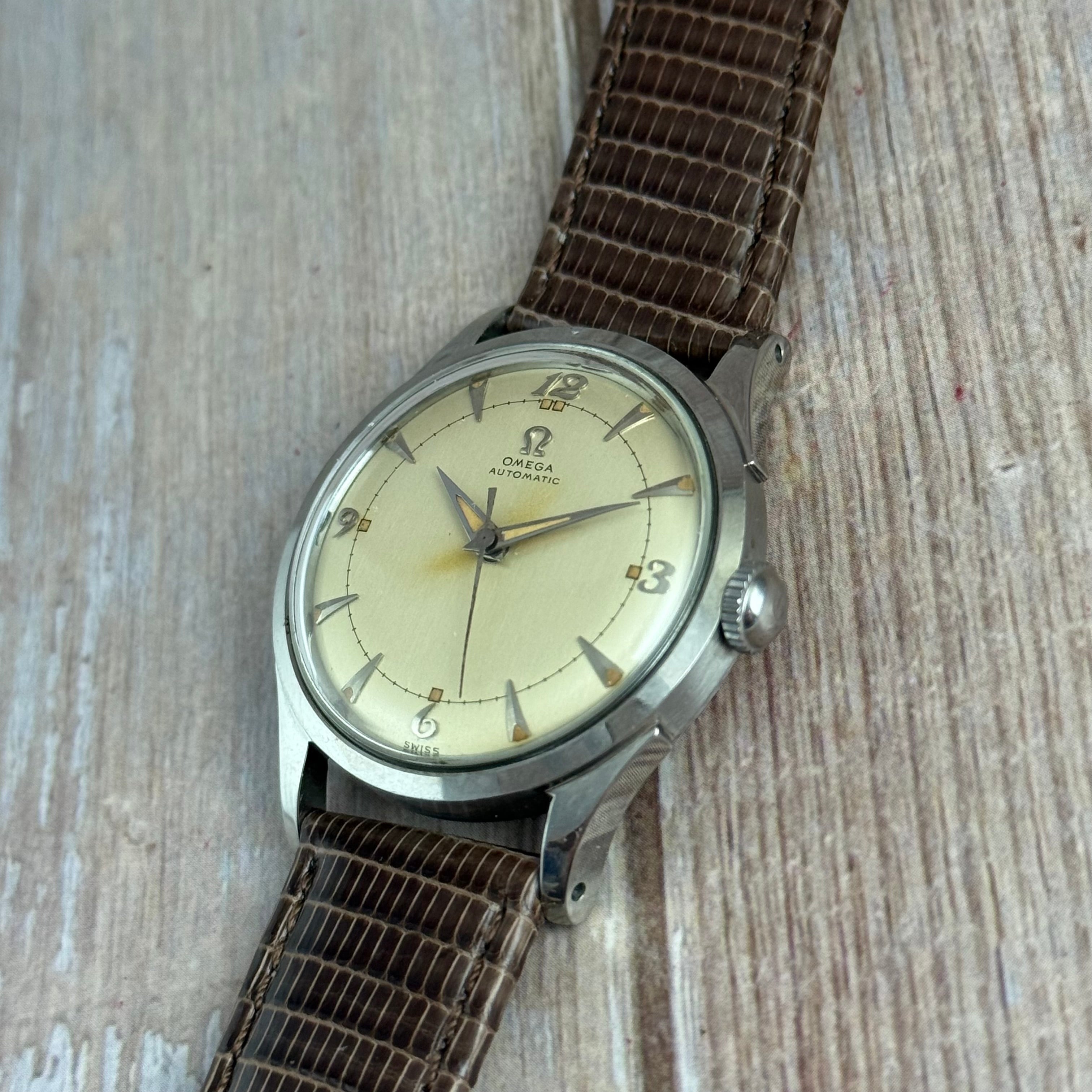 1950 Omega bumper automatic men’s Breguet dial wrist watch 33mm (2635-5)