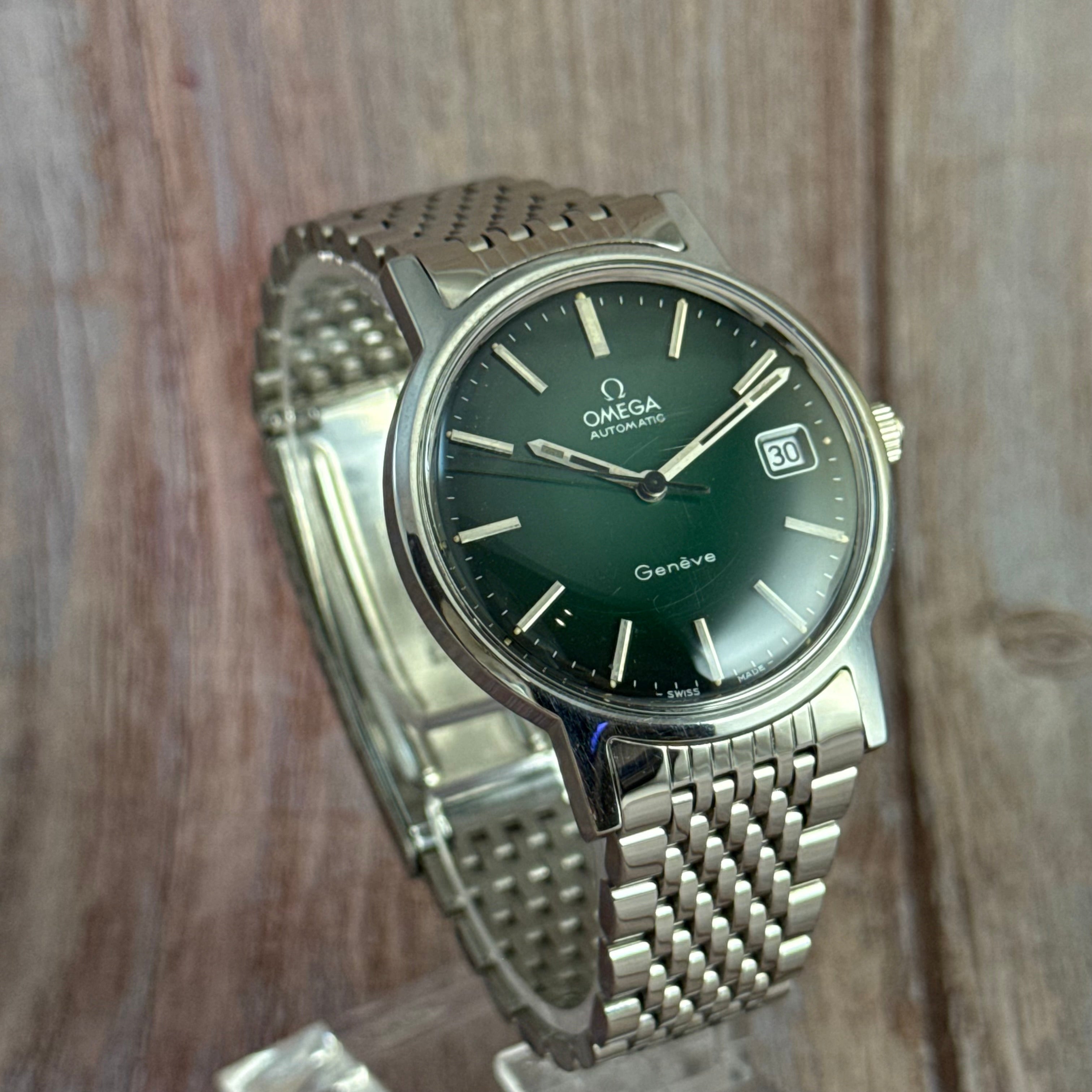 1972 Omega automatic Genéve green “money” dial men’s wrist watch