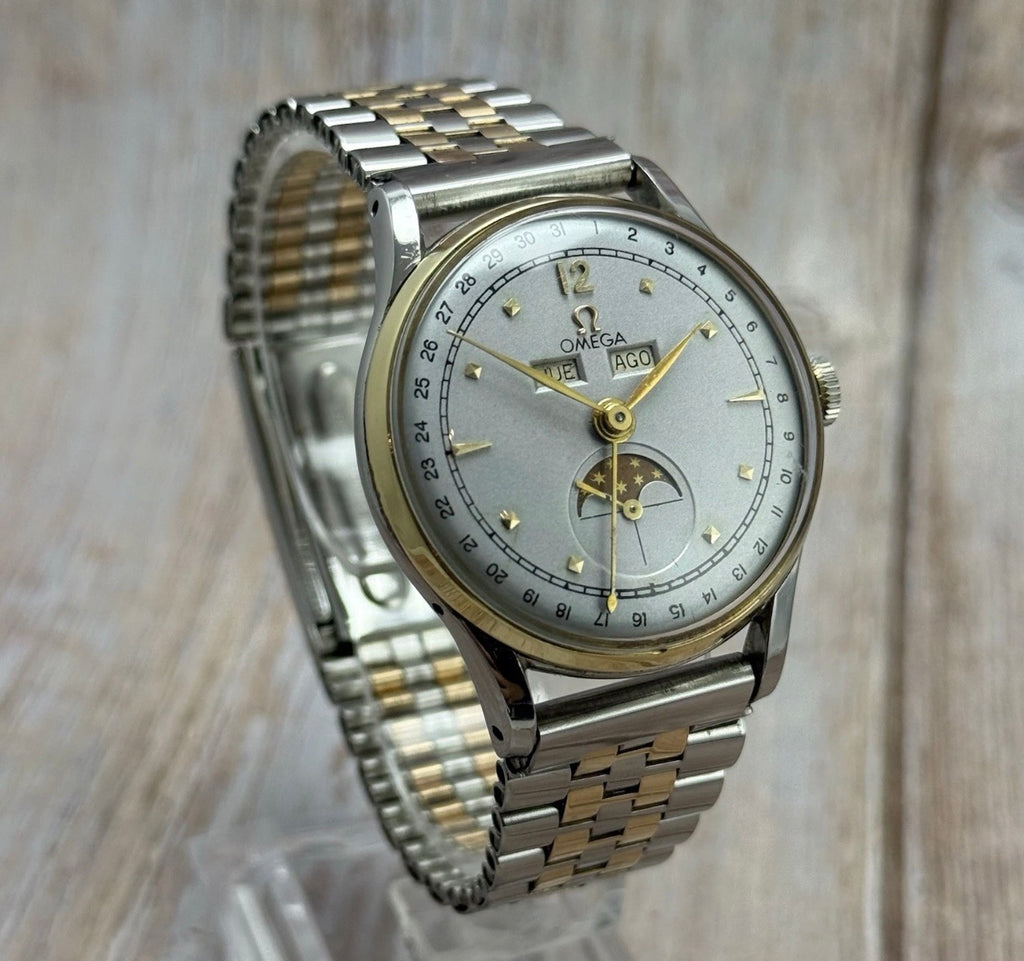 1948 Omega triple calendar moonphase men’s Manual wind watch