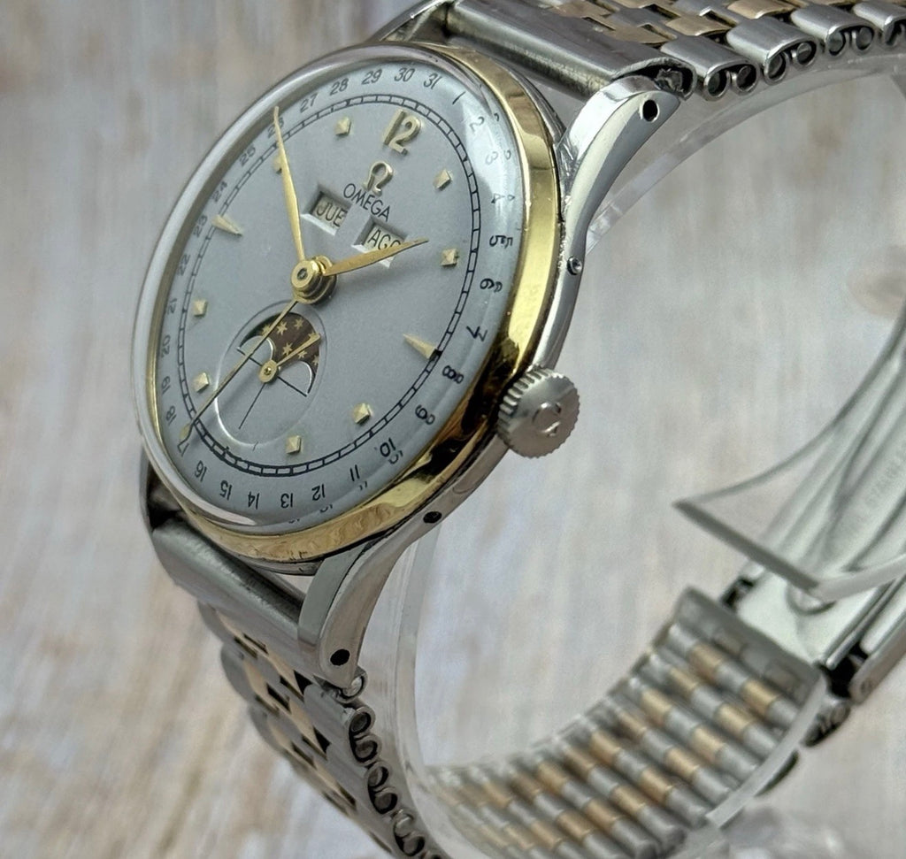 1948 Omega triple calendar moonphase men’s Manual wind watch