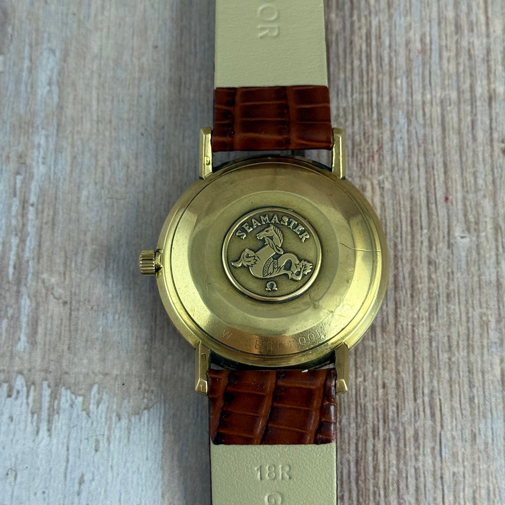 18ct Solid Gold Omega Seamaster Automatic Gold Onyx Dial 35mm (c1963) 166.025