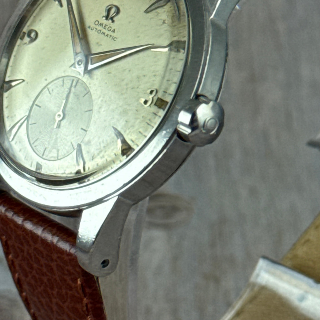1950 Omega Seamaster “bumper” automatic breguet numerals men’s watch 35mm