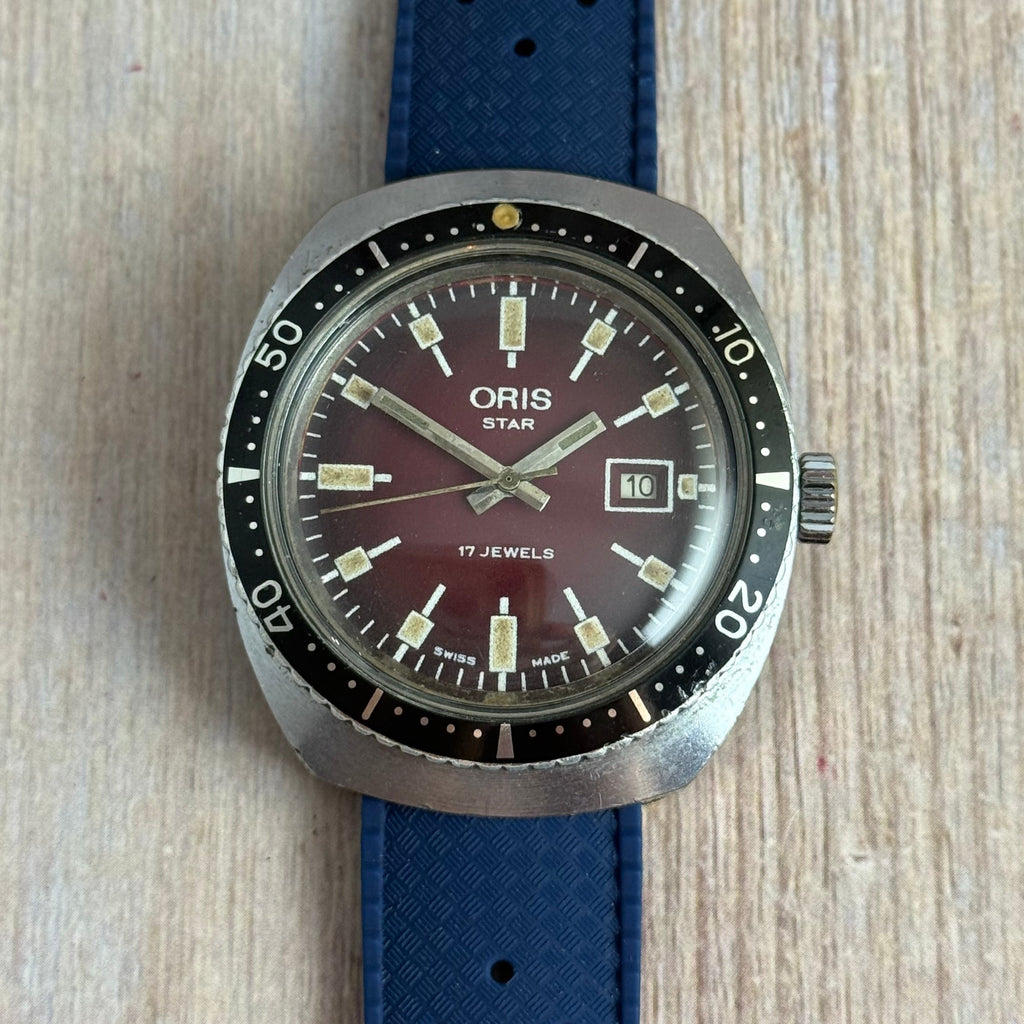 1960s Oris star men’s skin divers watch “oxblood” dial 37mm SERVICED