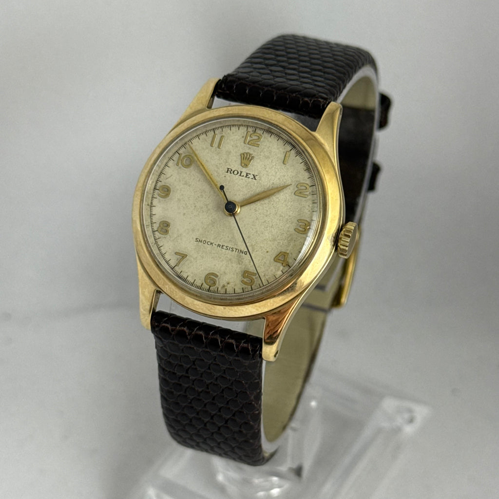 1947 Rolex 9ct gold men’s Manual wind wrist watch 30mm Arabic dial