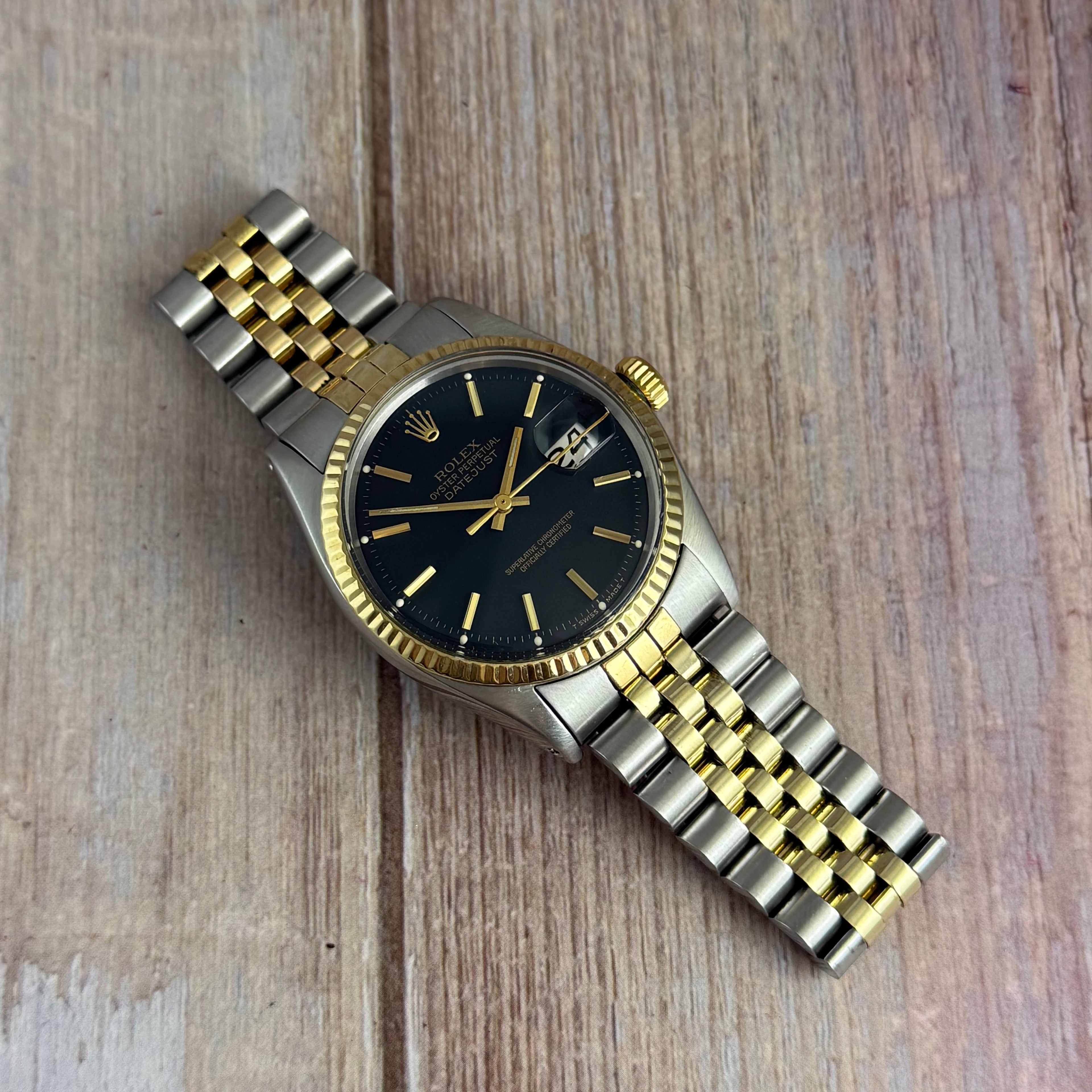 1972 Rolex Datejust 36 18k Gold & Steel 1601 Men’s Wrist Watch Vintage Boxed