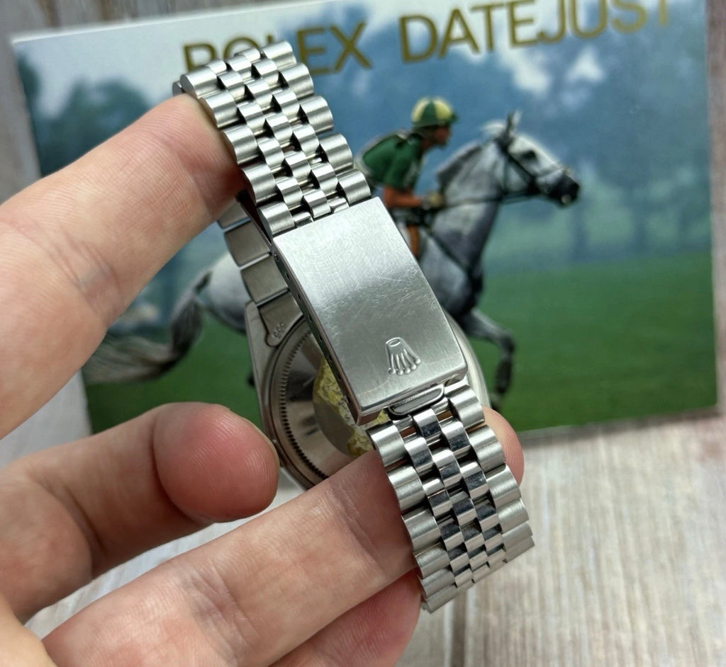 1980 Rolex Datejust 36 16014 Linen Dial 18ct Gold Bezel Full Set