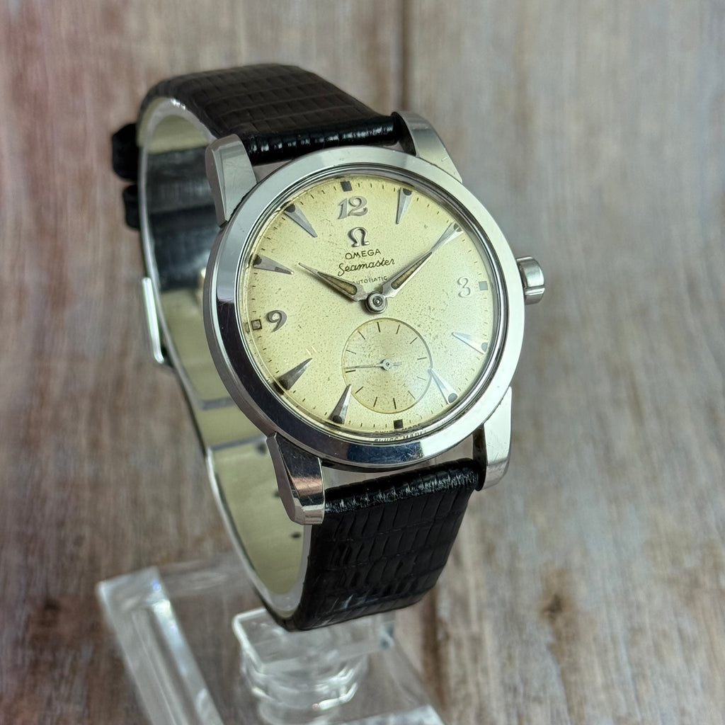 1952 Omega Seamaster “bumper” automatic breguet numerals men’s watch 35mm
