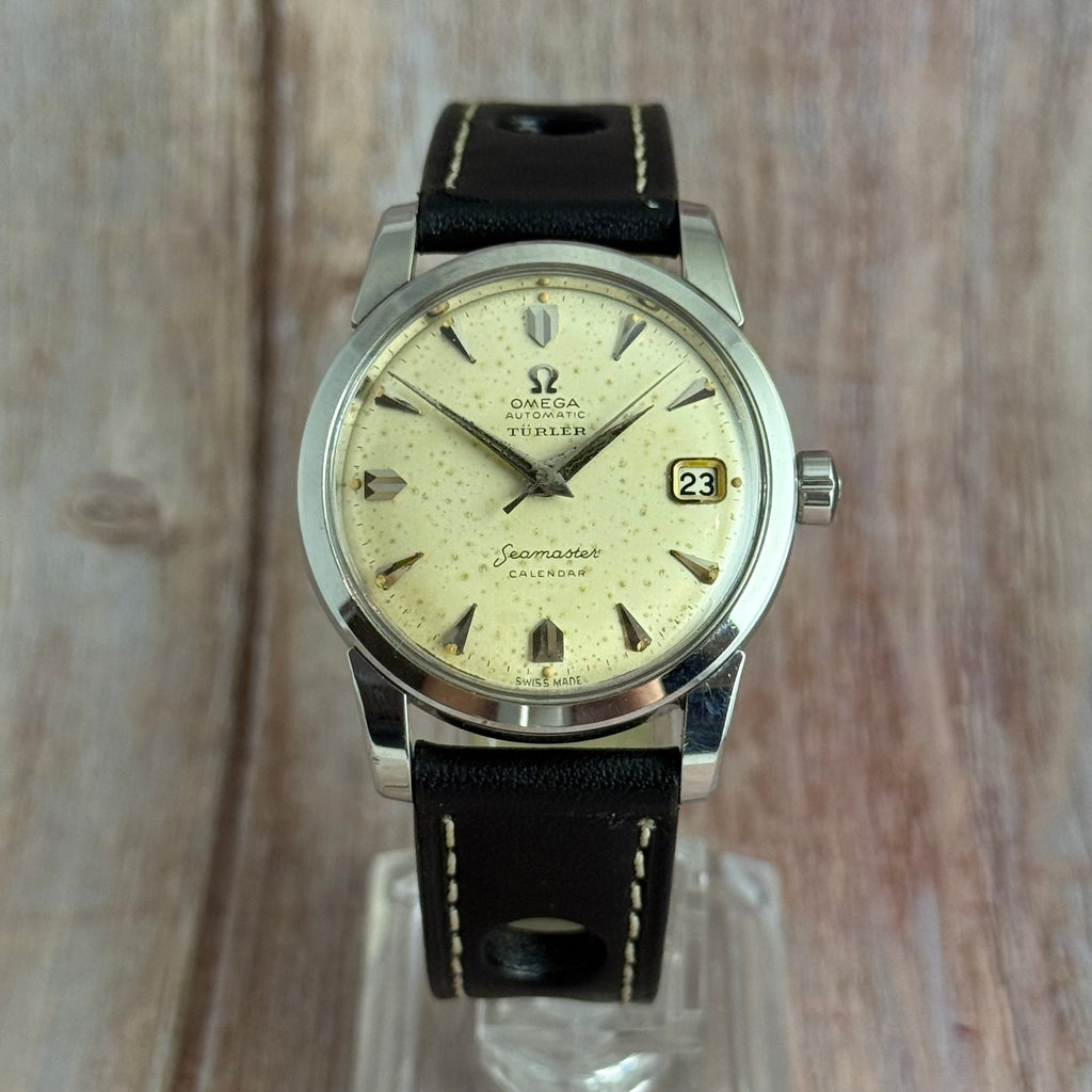 1958 Omega double signed “Türler’ seamaster calendar men’s automatic wrist watch