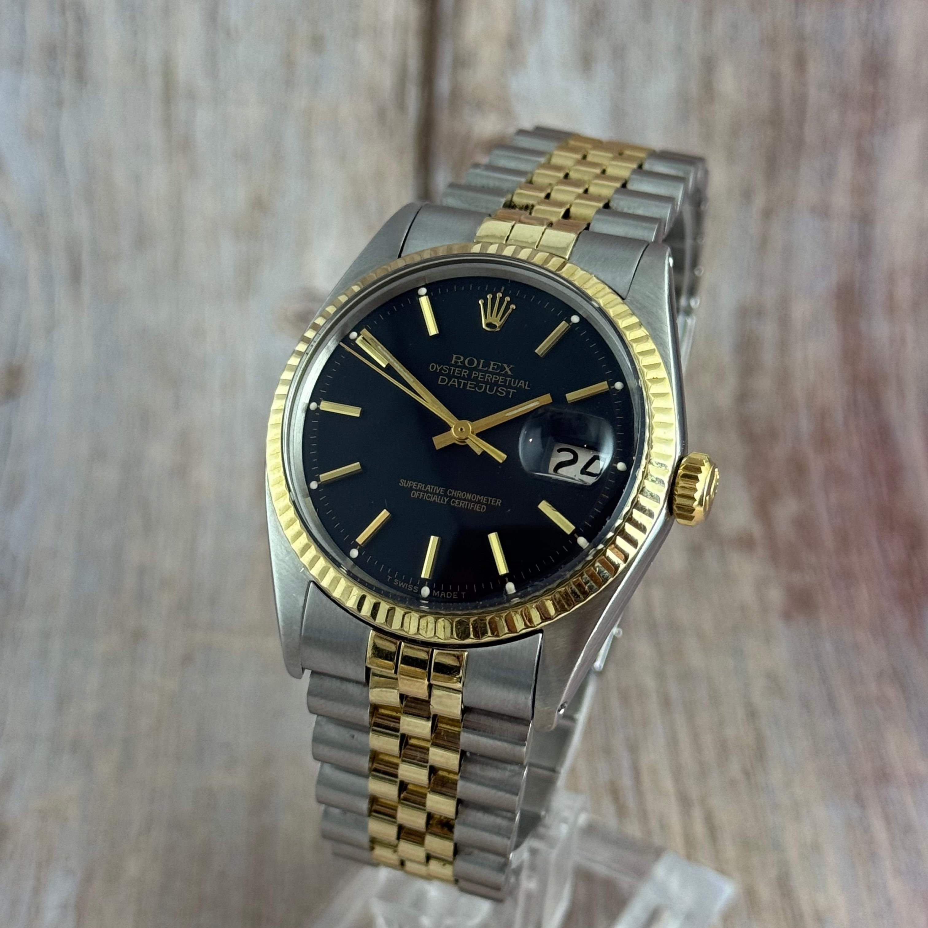 1972 Rolex Datejust 36 18k Gold & Steel 1601 Men’s Wrist Watch Vintage Boxed