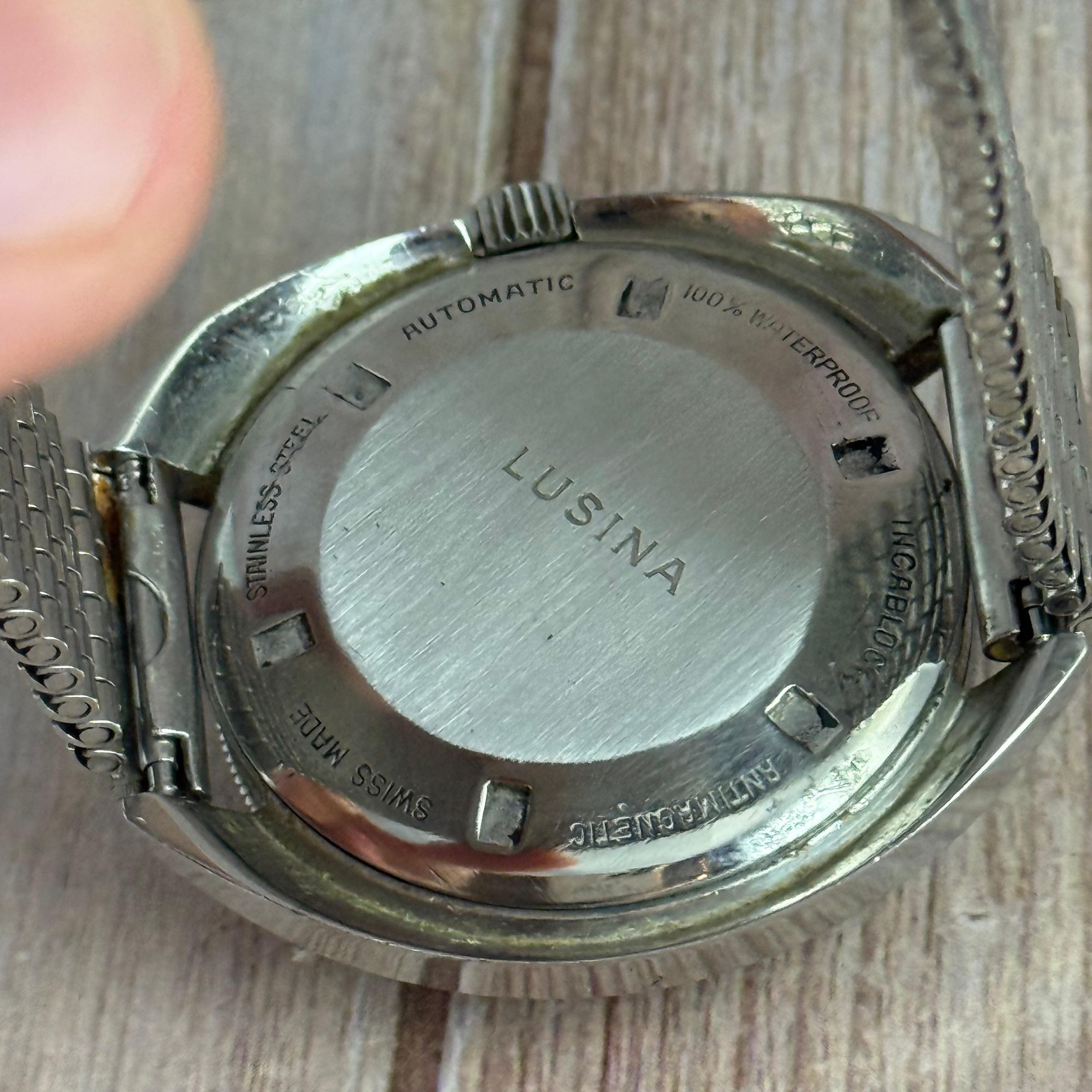 1960s Lusina Geneve Men’s Divers Watch Automatic 40mm Bakelite WORKING