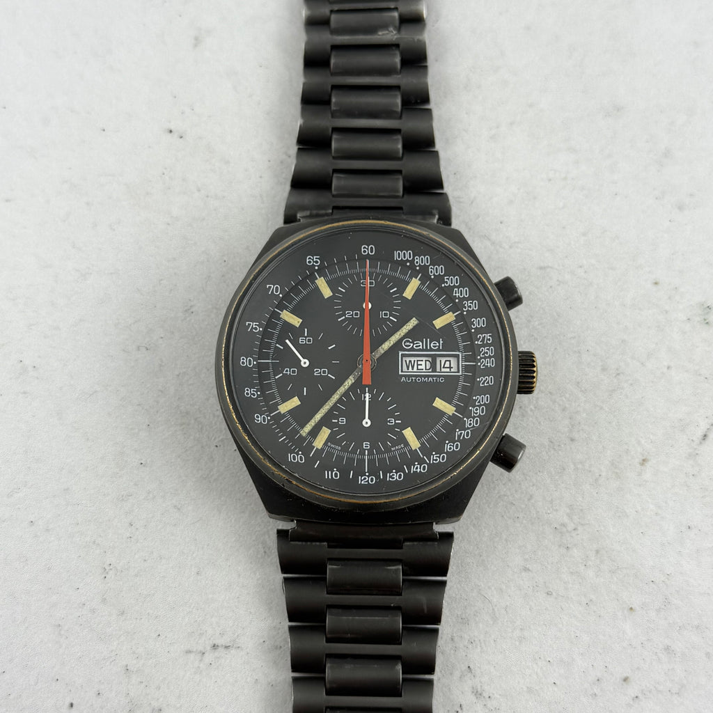 1980s Gallet Multichron 12 Automatic Chronograph PVD 'Valjoux Cal. 7750' "Top Gun"