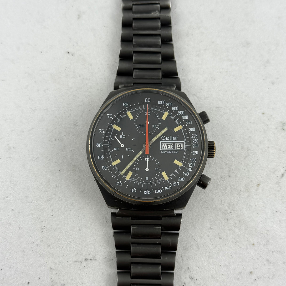 1980s Gallet Multichron 12 Automatic Chronograph PVD 'Valjoux Cal. 7750' "Top Gun"