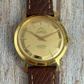1970s Mondaine automatic “mirror web” dial men’s rose gold plated wrist watch 35mm