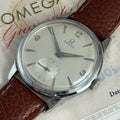 1958 Omega gentlemen’s steel wrist watch manual wind 34mm with papers ref (13332)