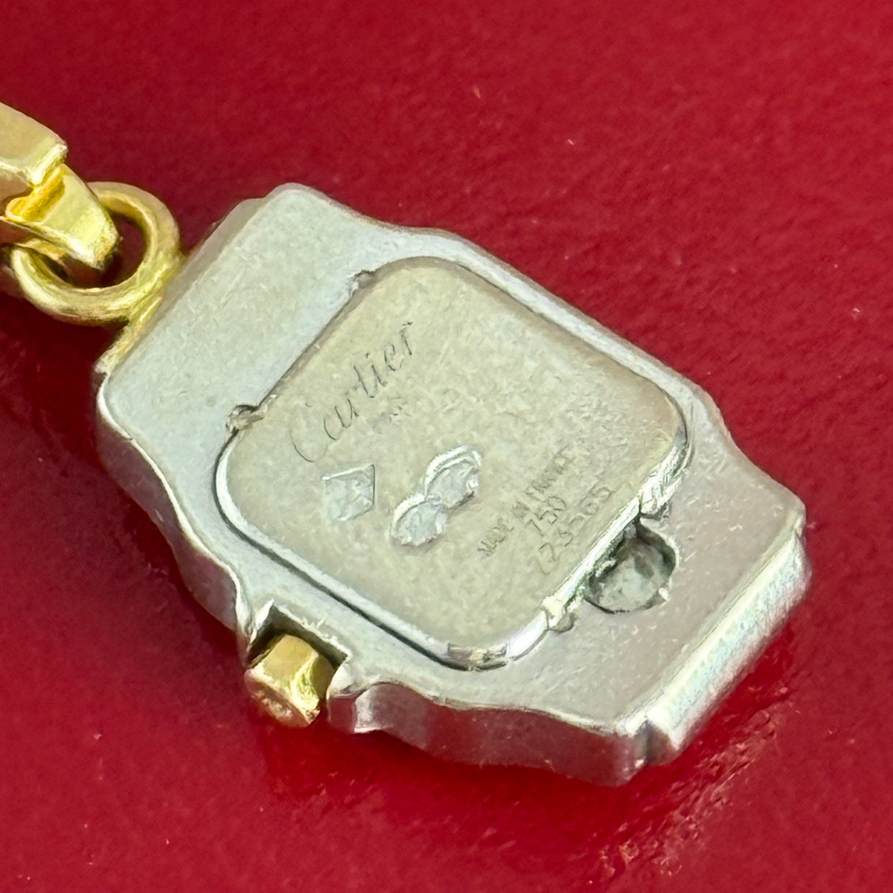 Vintage Cartier Santos Galbée Mini Watch Charm 18K Yellow Gold & Steel