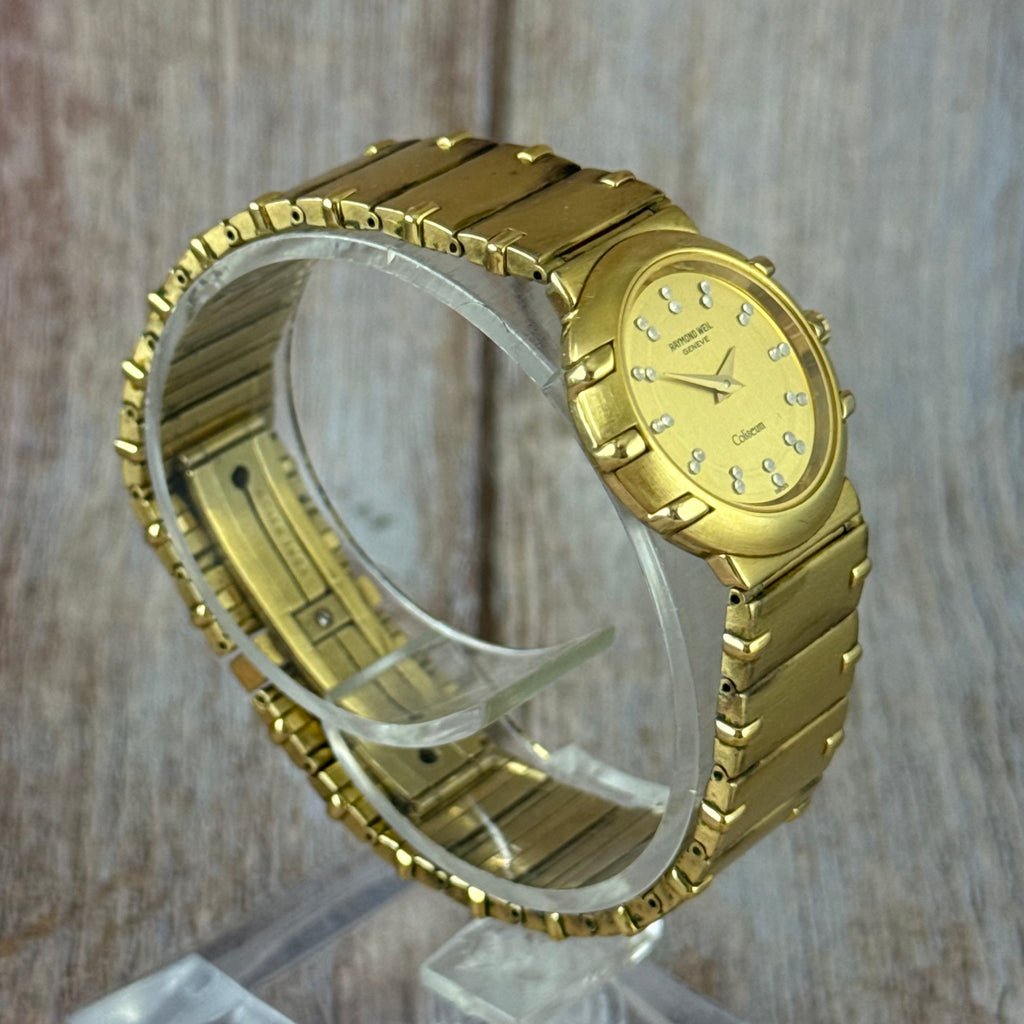 Neo vintage Raymond Weil Coliseum ladies wrist watch diamond dial 18K plated