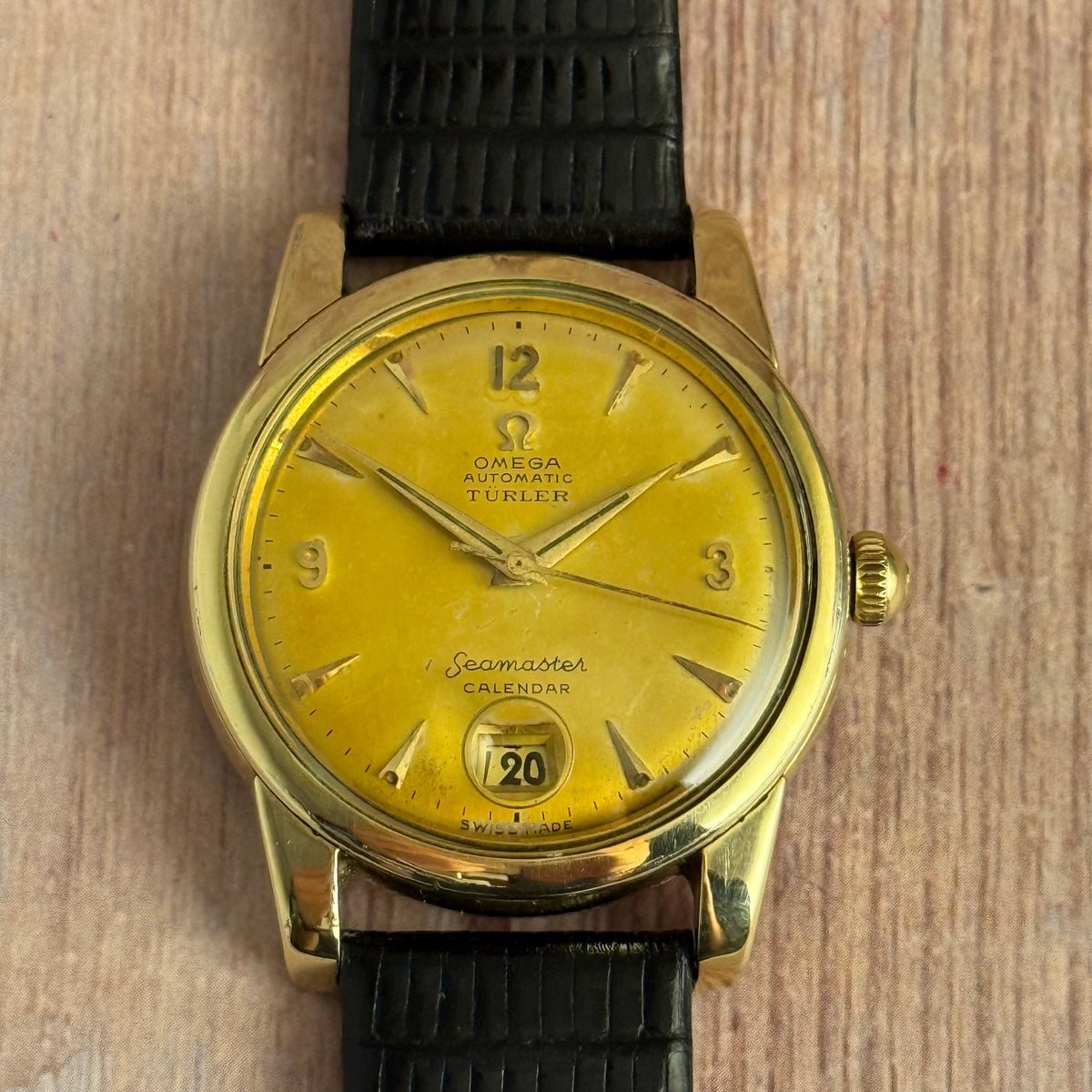 1952 Omega Seamaster Türler double signed dial men’s automatic calendar wrist watch watch boxed