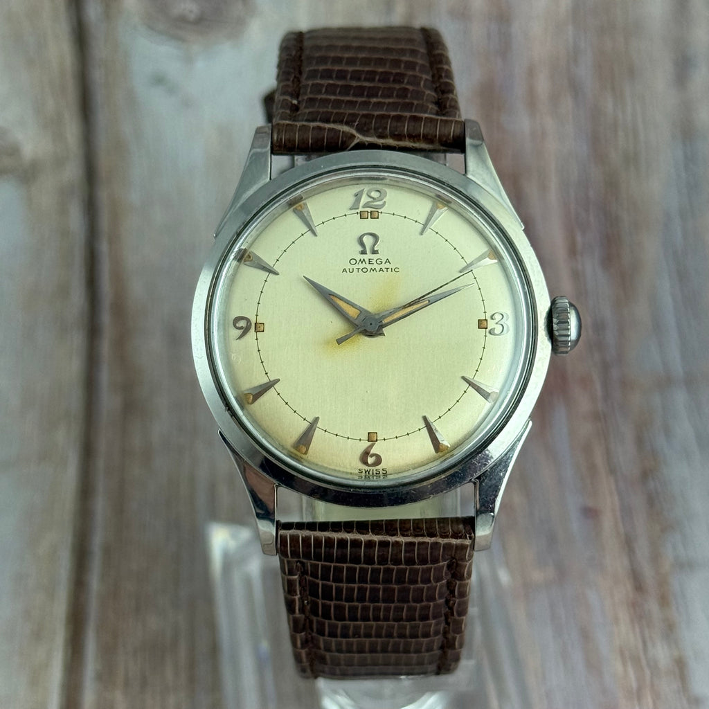 1950 Omega bumper automatic men’s Breguet dial wrist watch 33mm (2635-5)