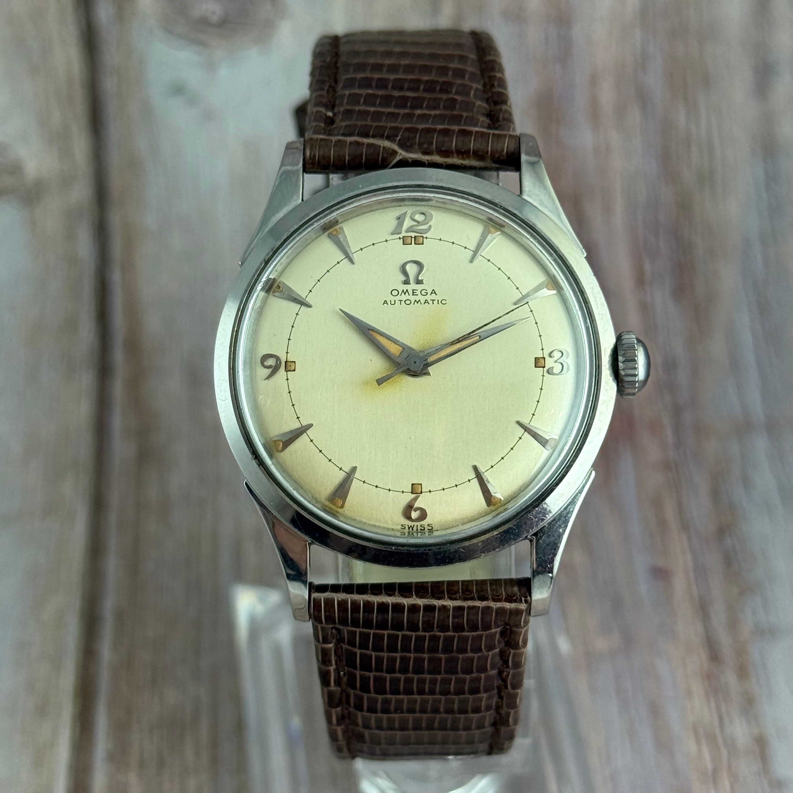 1950 Omega bumper automatic men’s Breguet dial wrist watch 33mm (2635-5)
