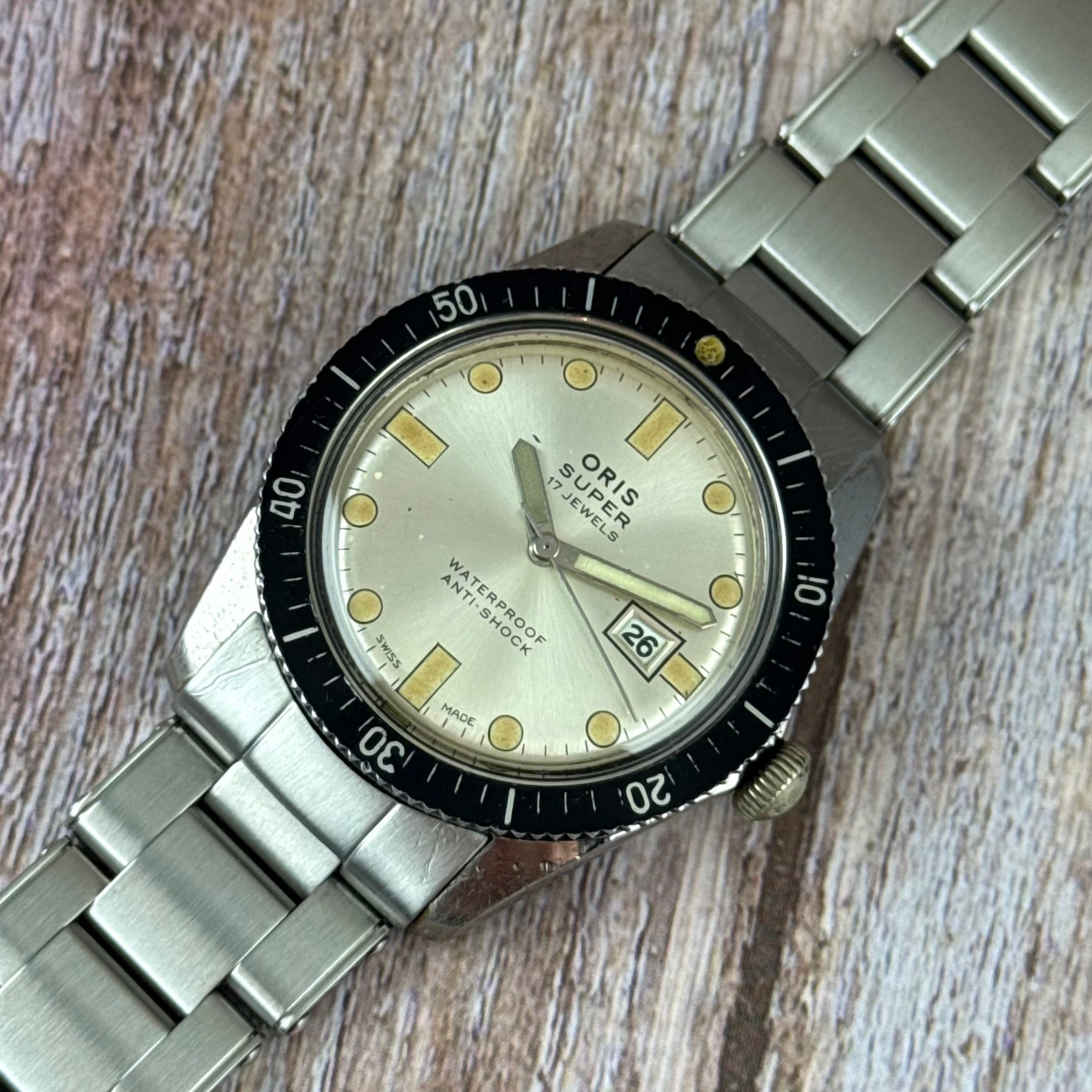 1960s Oris Super “sixty five” silver dial men’s divers watch boxed