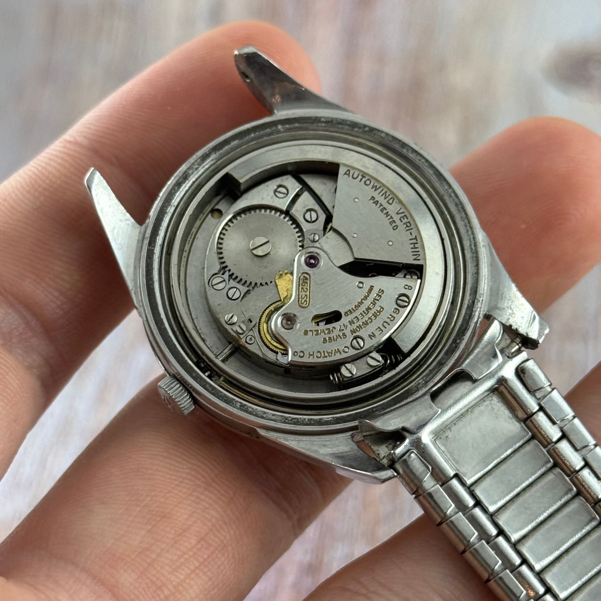 1950s Gruen Precision autowind ‘bumper’ automatic men’s wrist watch boxed 34mm