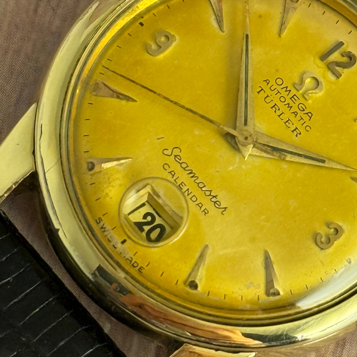 1952 Omega Seamaster Türler double signed dial men’s automatic calendar wrist watch watch boxed
