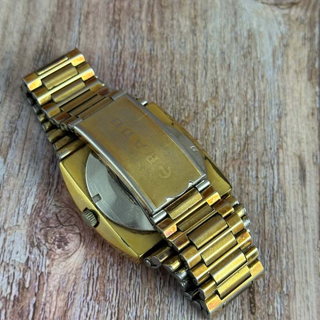 1970s Rado Senator Men’s Automatic Day-date Watch Gold Plated Tv Case 37mm