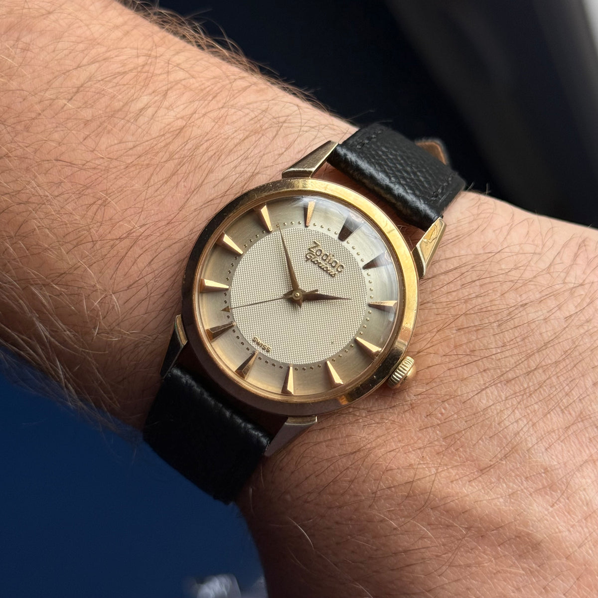 1950s Zodiac Glorious Men’s Wrist Watch ‘honeycomb’ Dial