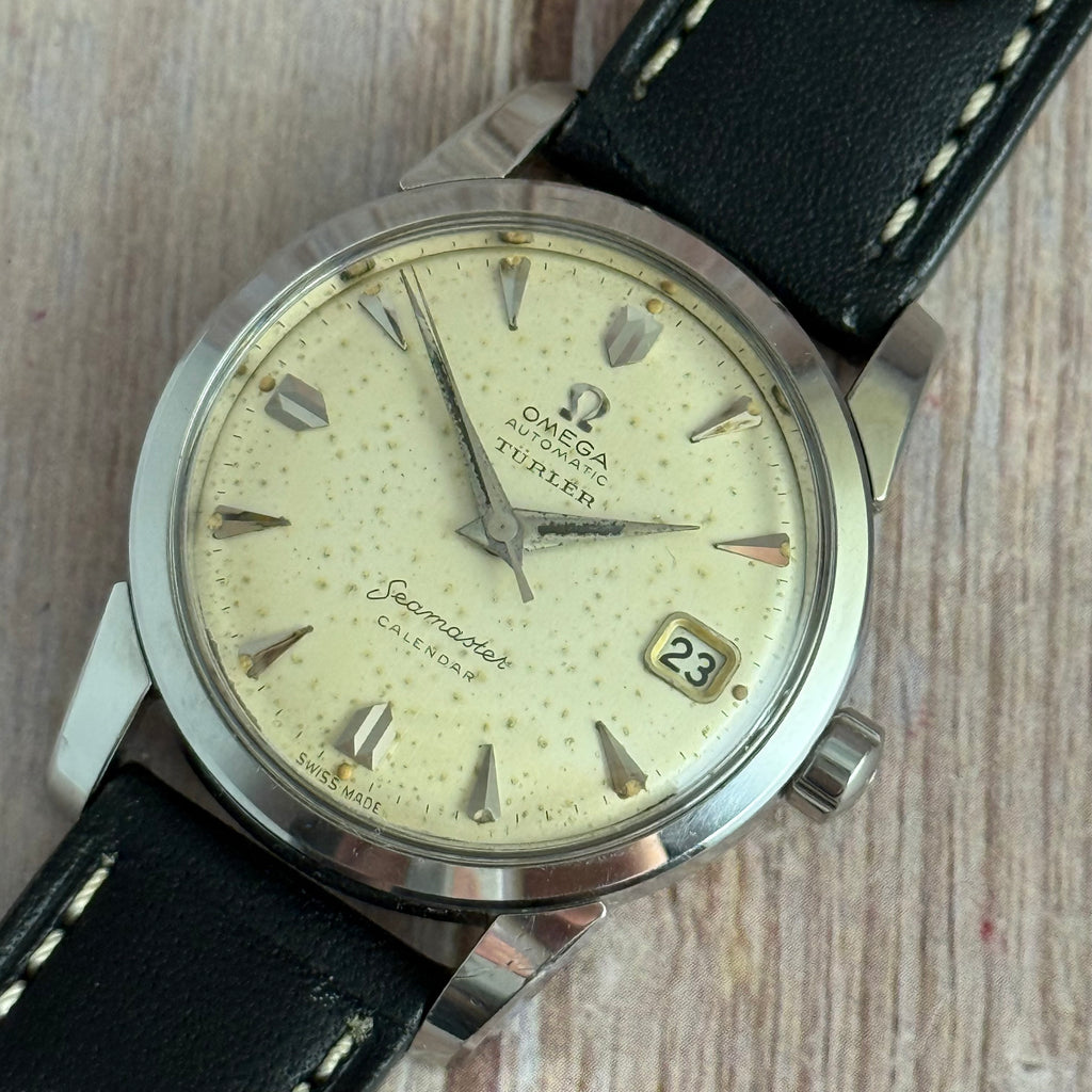 1958 Omega double signed “Türler’ seamaster calendar men’s automatic wrist watch