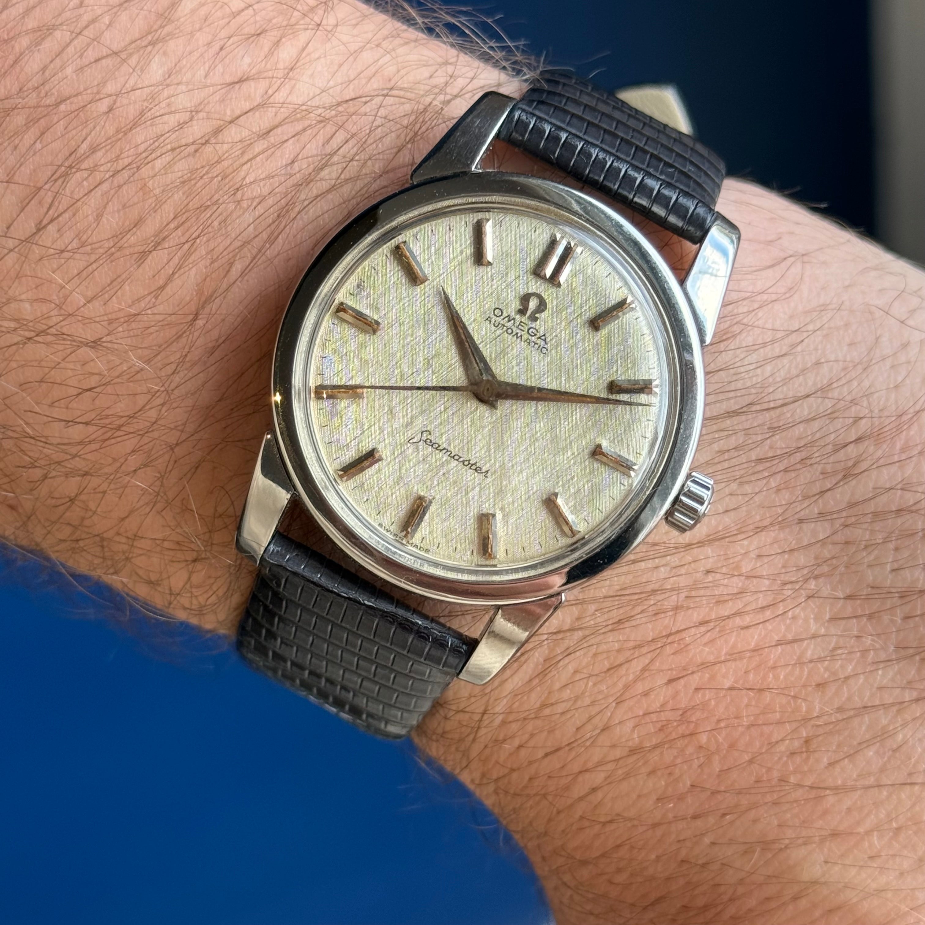 1961 Omega Seamaster Automatic Linen Dial Men’s Steel Watch 14761 1 SC SERVICED