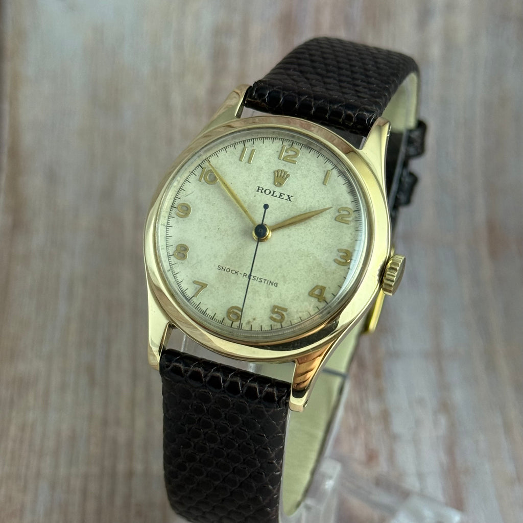 1947 Rolex 9ct gold men’s Manual wind wrist watch 30mm Arabic dial