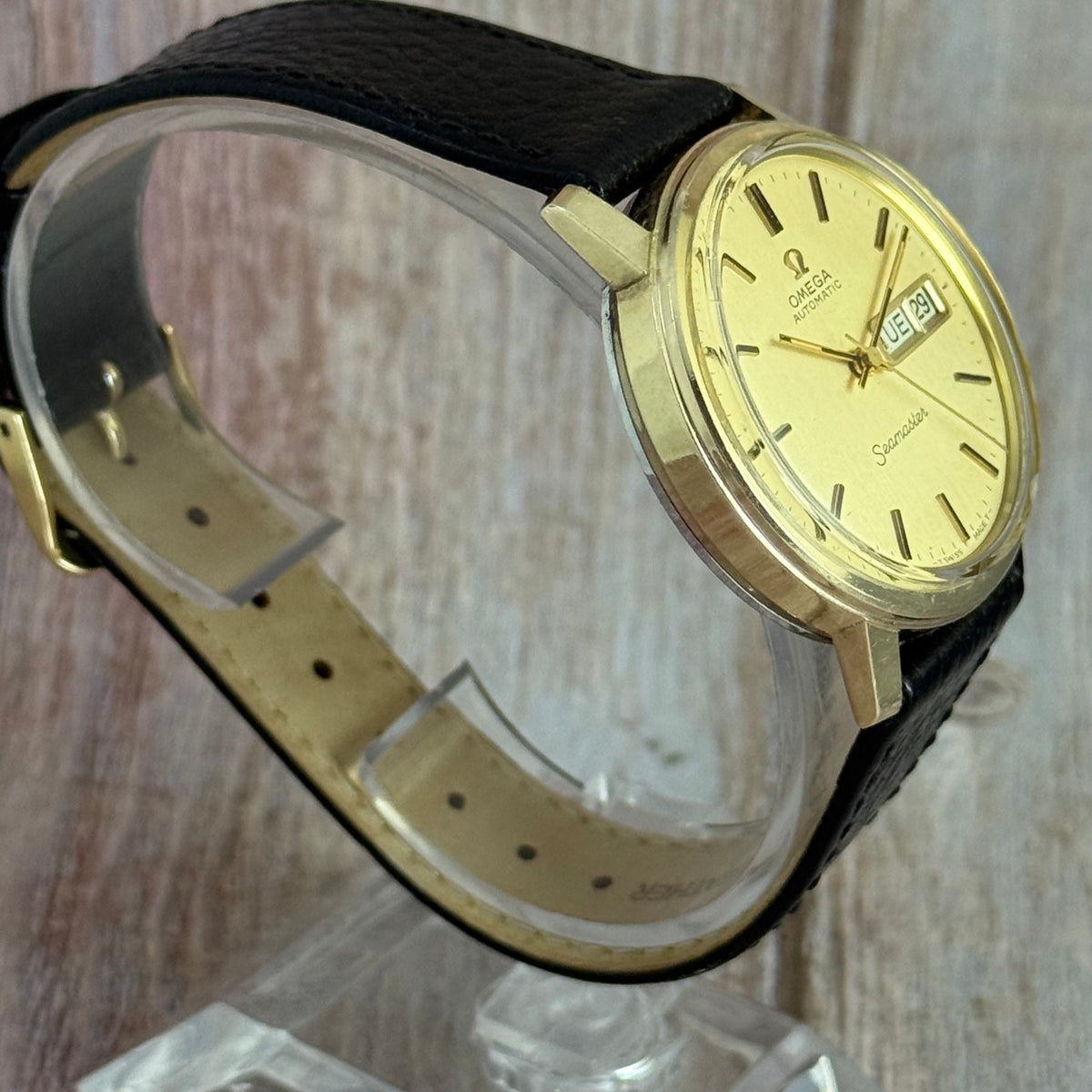 Vintage Omega Seamaster automatic men’s day-date wrist watch gold plated SERVICED