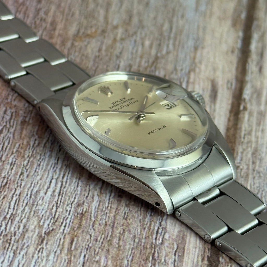 1971 Rolex Air King Date precision men’s steel automatic wrist watch 35mm (5700)