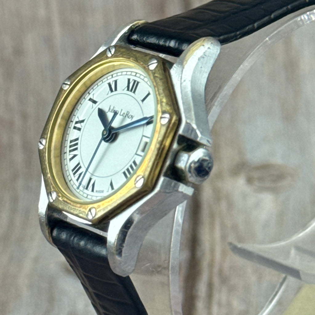 Vintage Julian Le Roy Ladies ‘santos octagon’ style automatic wrist watch 26mm gold & steel (ETA 2671)