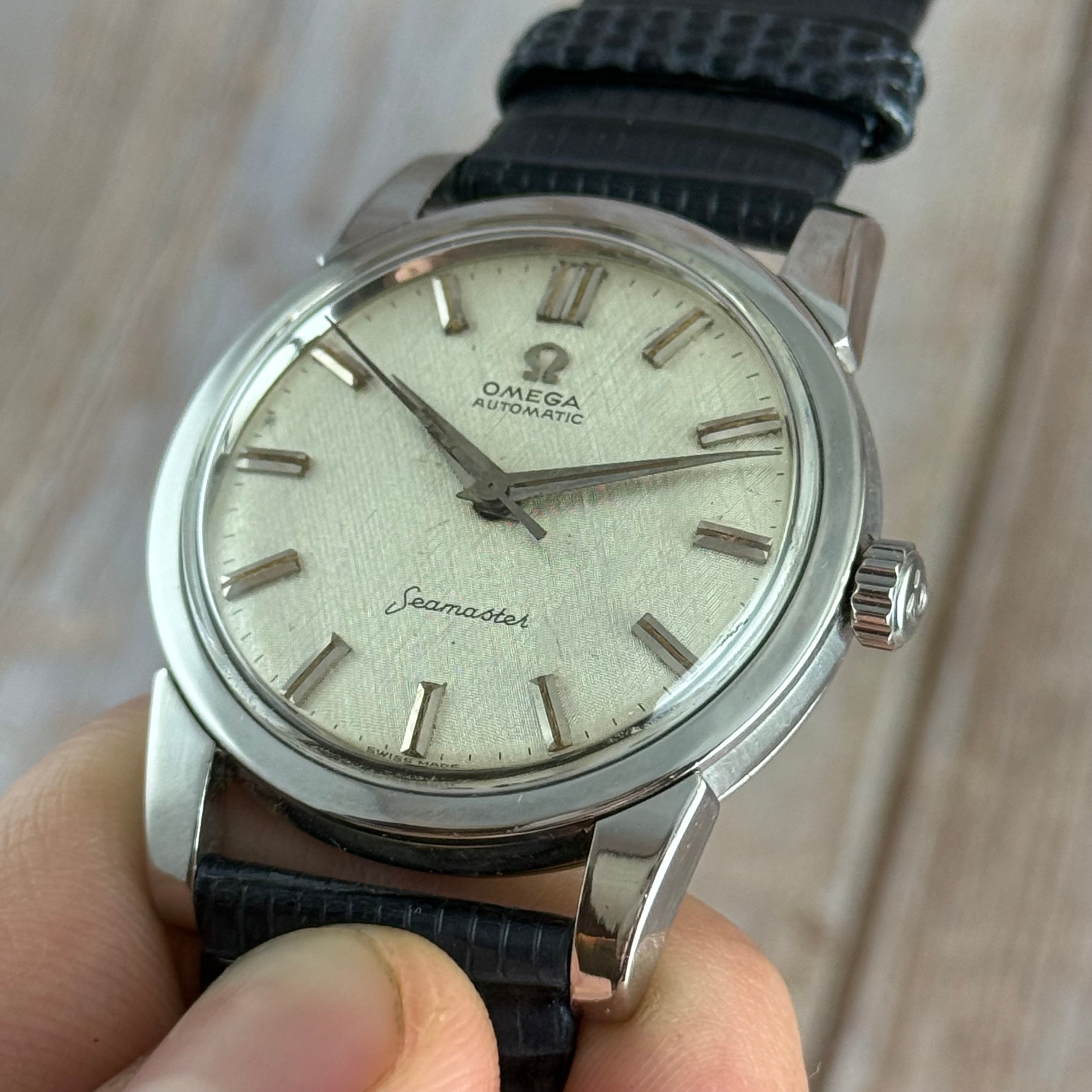1961 Omega Seamaster Automatic Linen Dial Men’s Steel Watch 14761 1 SC SERVICED
