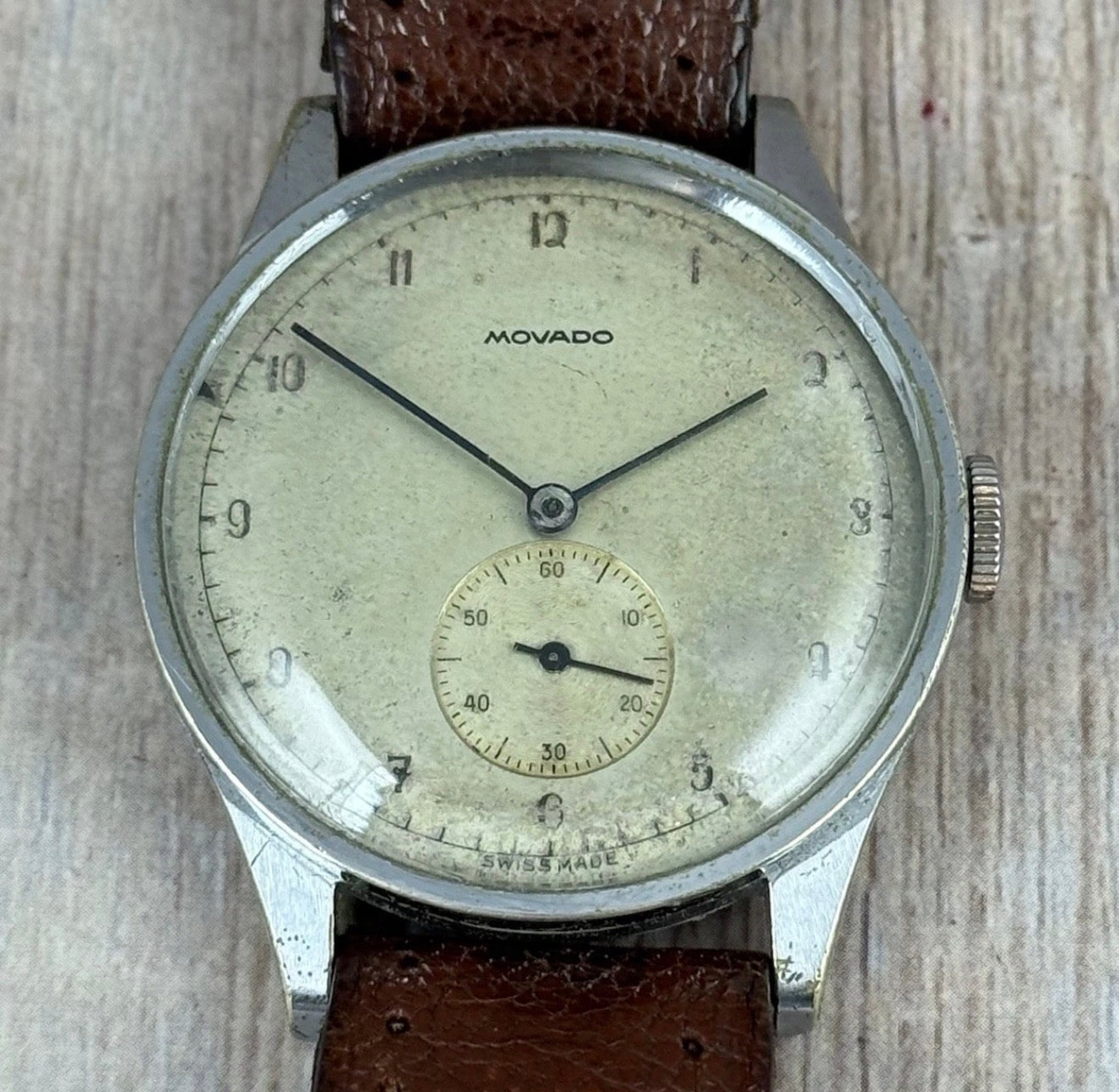 1940s Movado ‘jumbo’ Men’s Manual Wind Steel Wrist Watch 36mm SERVICED ref.32747