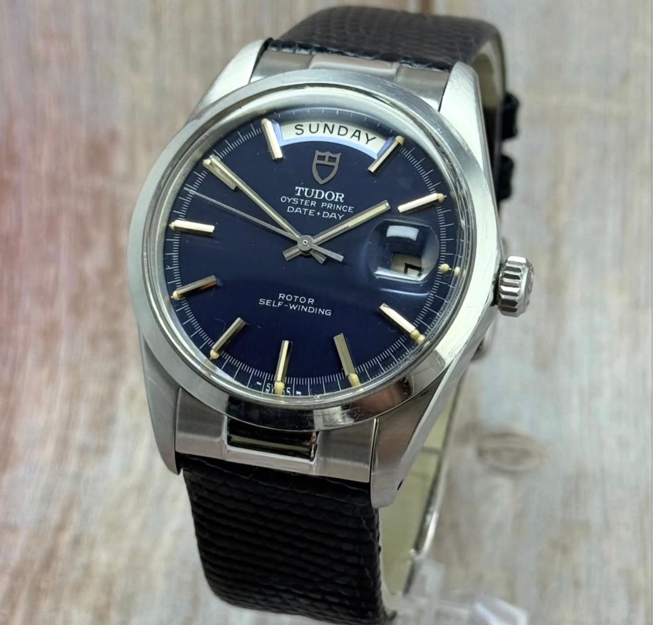 1971 Tudor Date-Day jumbo men’s automatic blue dial watch 38mm