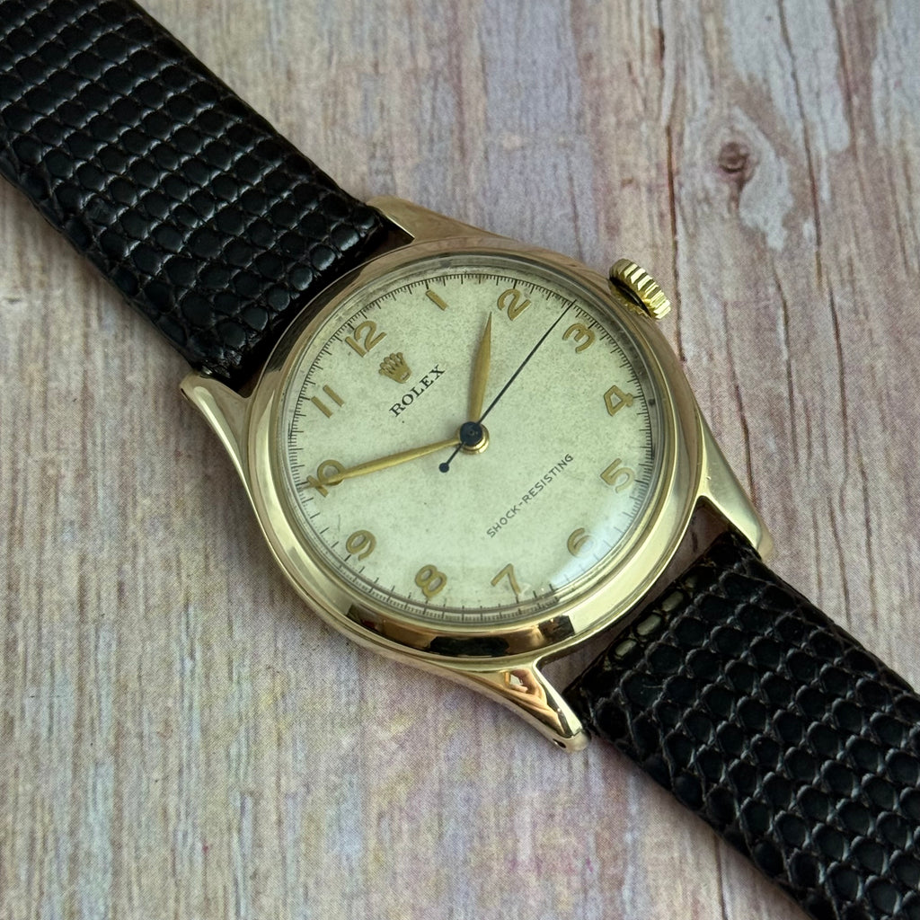 1947 Rolex 9ct gold men’s Manual wind wrist watch 30mm Arabic dial