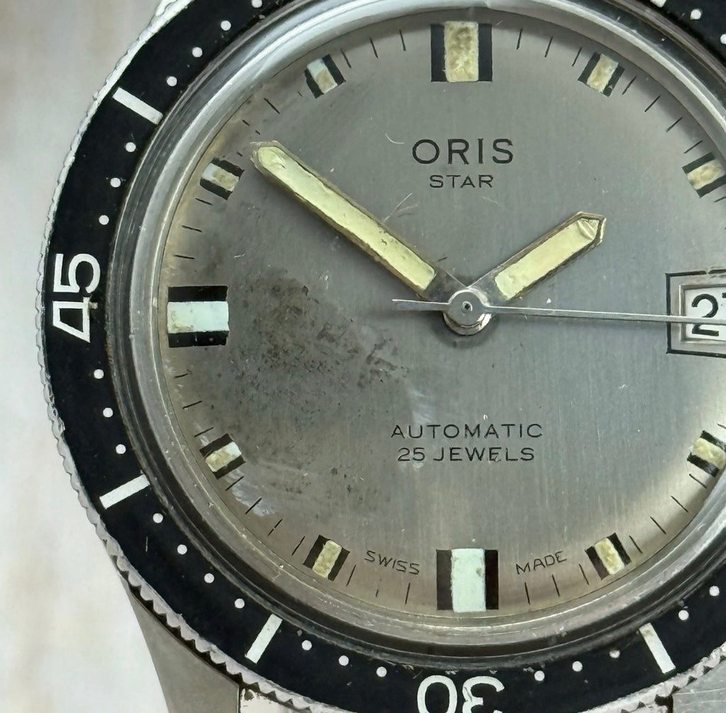 1960s Oris ‘big Crown’ Automatic Skin Divers Watch 36mm Vintage 25 Jewels