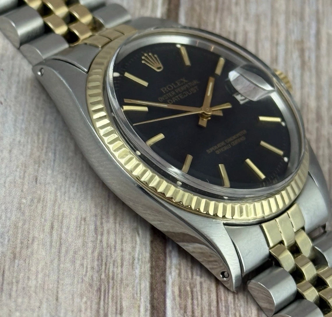 1972 Rolex Datejust 36 18k Gold & Steel 1601 Men’s watch Boxed black dial