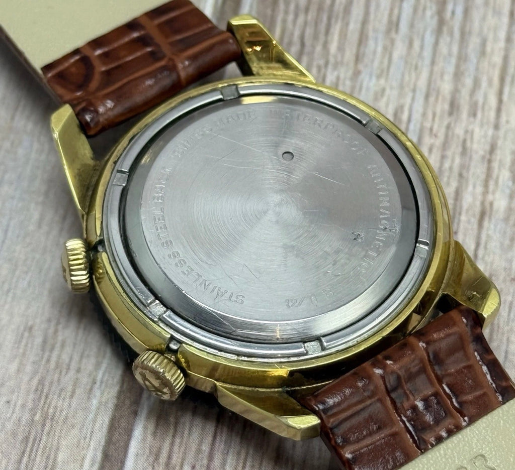 Vintage Angelus Datalarm Manual Wind Men’s World Time Watch 24hr  Bezel 35mm