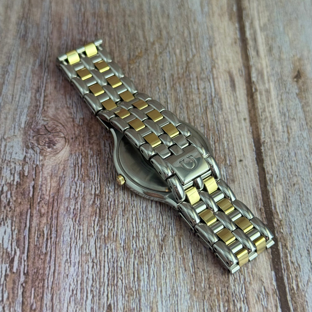 18ct Gold Omega De Ville Gents Dress Watch Quartz Two-tone Steel & Gold