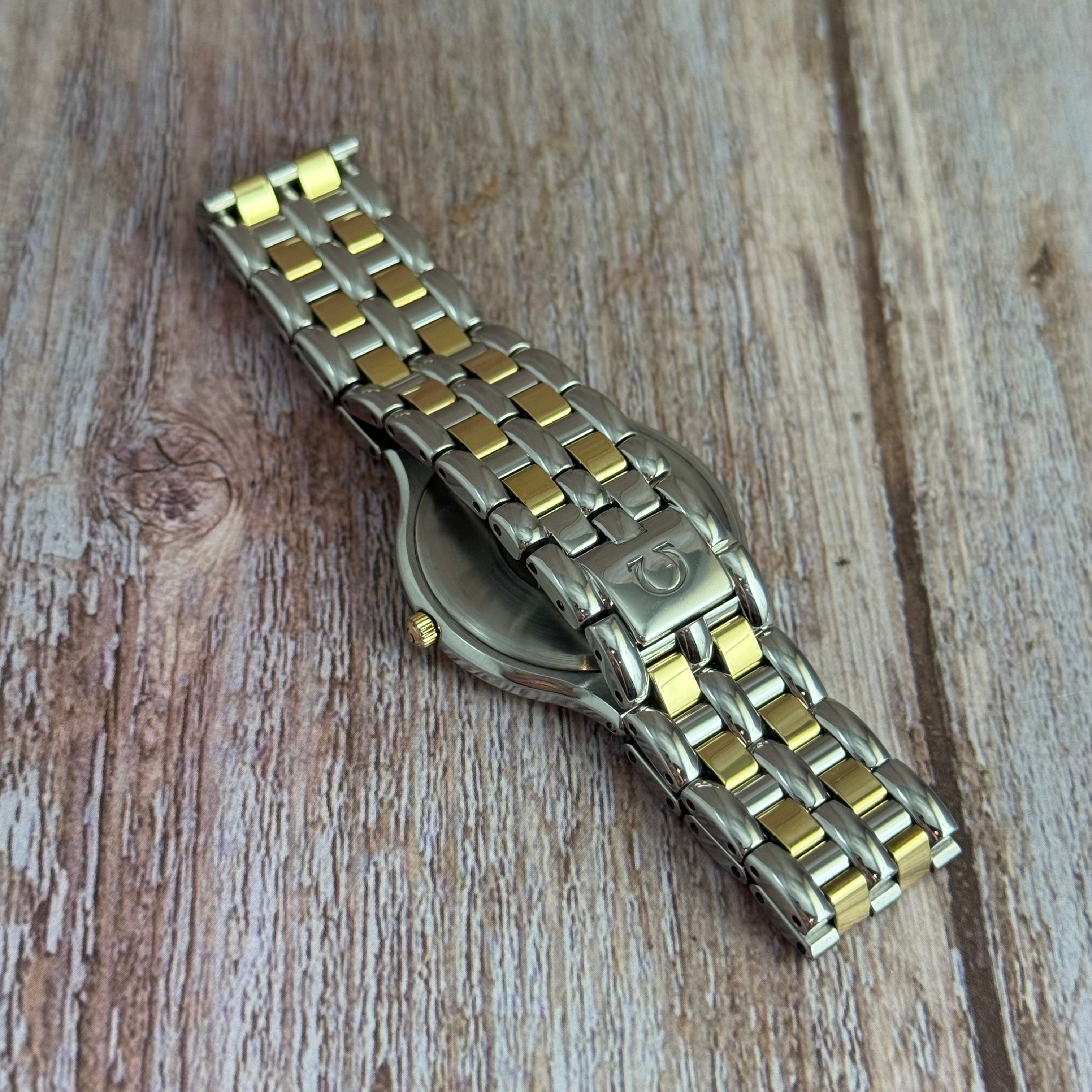 18ct Gold Omega De Ville Gents Dress Watch Quartz Two-tone Steel & Gold
