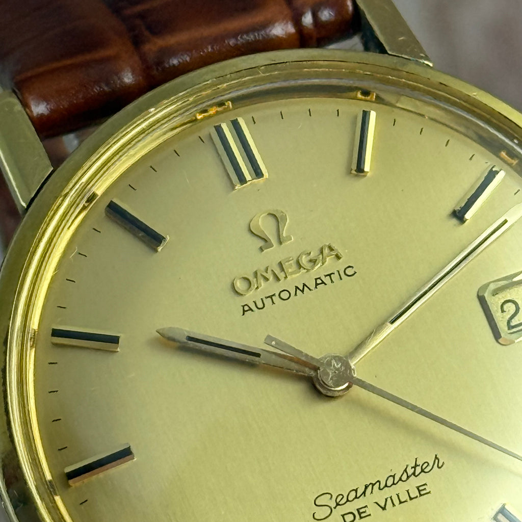 18ct Solid Gold Omega Seamaster Automatic Gold Onyx Dial 35mm (c1963) 166.025