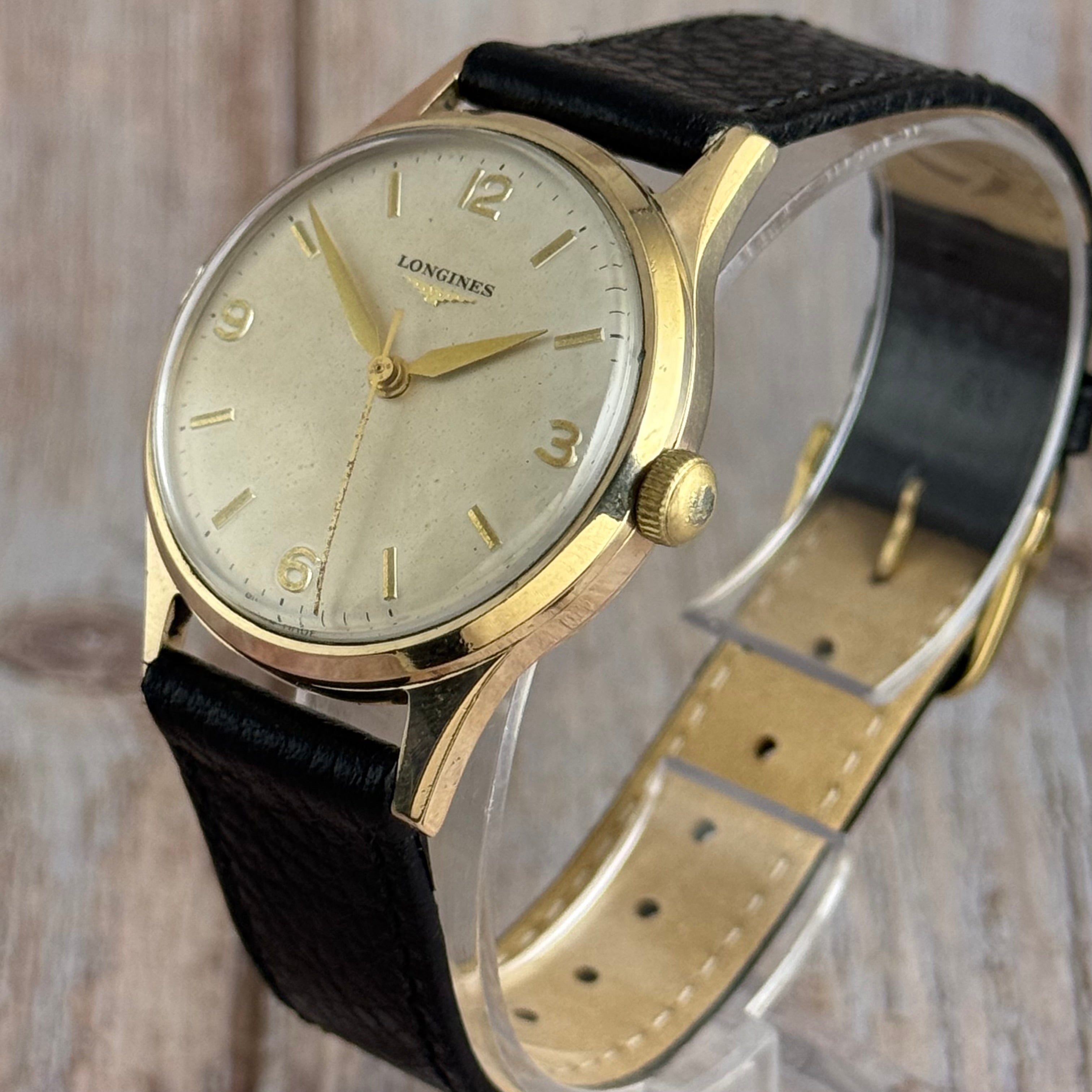 1970 Longines 9ct yellow gold men’s wrist watch ( chunky screwback case ) with box & papers