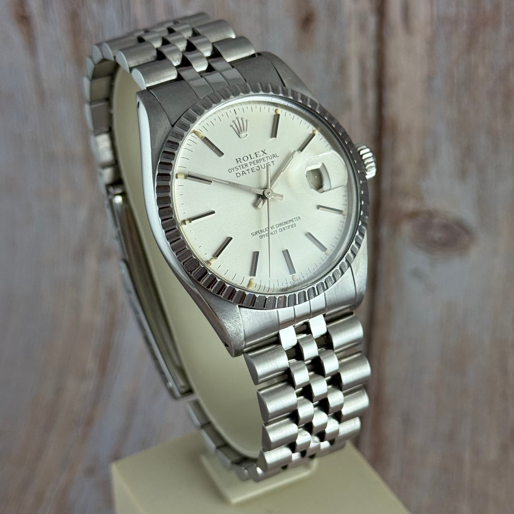 1983 Rolex Datejust 36 men’s steel wrist watch w box and papers (16030)
