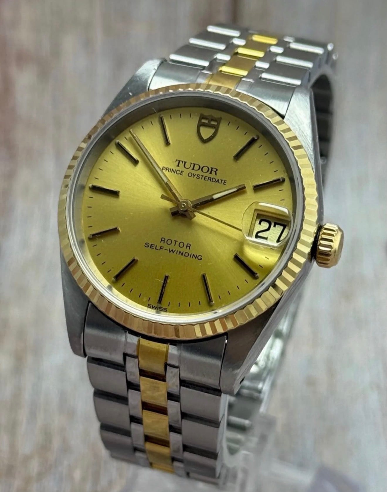 1990s Tudor Prince oysterdate men’s two tone gold & steel wrist watch