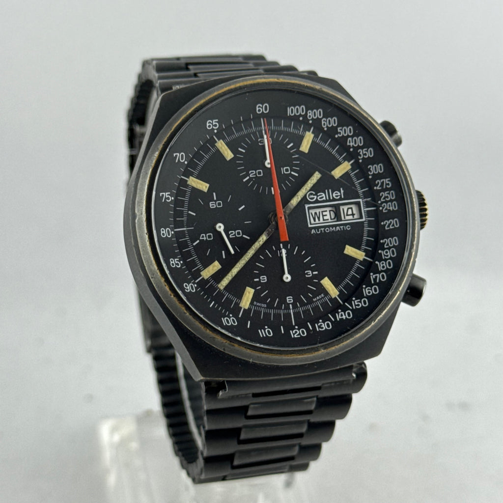 1980s Gallet Multichron 12 Automatic Chronograph PVD 'Valjoux Cal. 7750' "Top Gun"