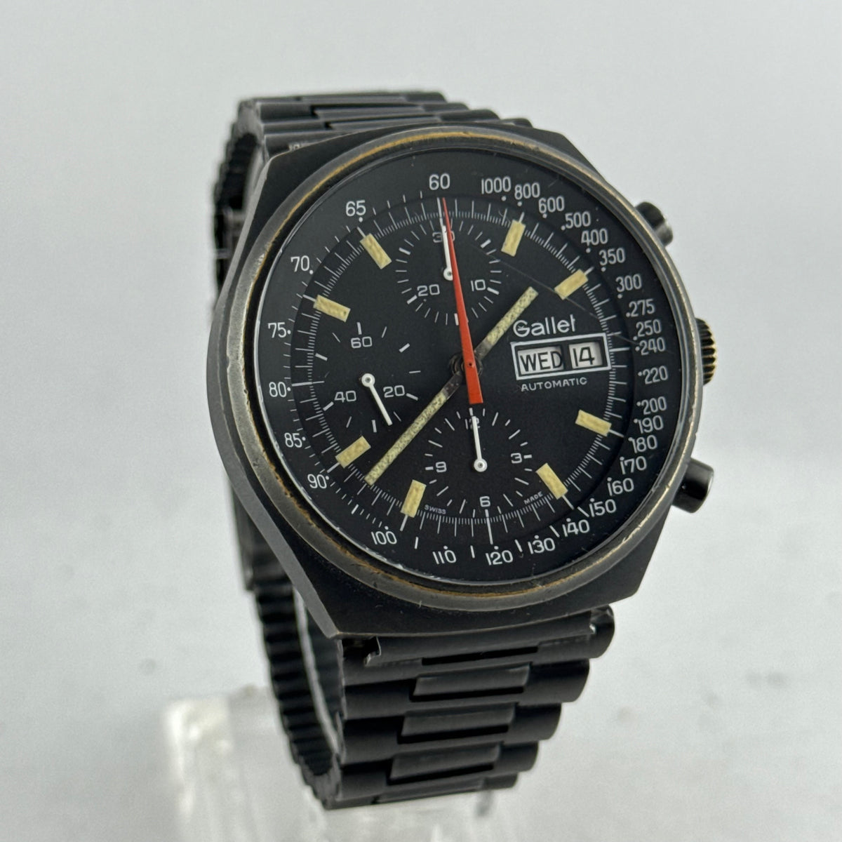 1980s Gallet Multichron 12 Automatic Chronograph PVD 'Valjoux Cal. 7750' "Top Gun"