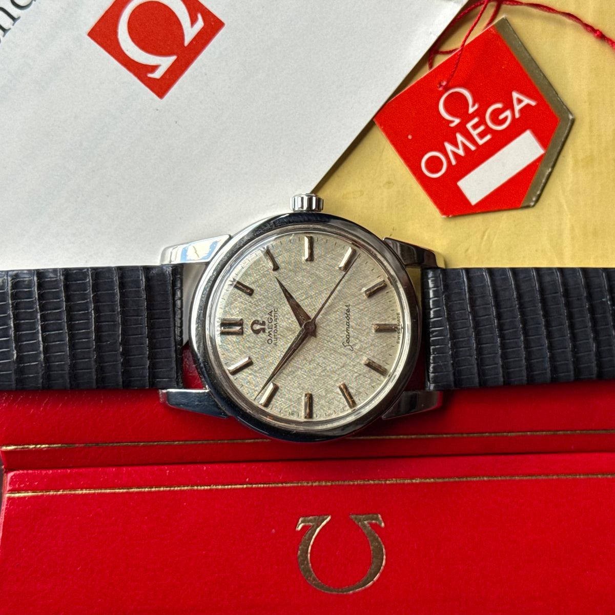1961 Omega Seamaster Automatic Linen Dial Men’s Steel Watch 14761 1 SC SERVICED